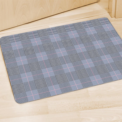 Navy Blue Prince of Wales Check Print Polyester Doormat