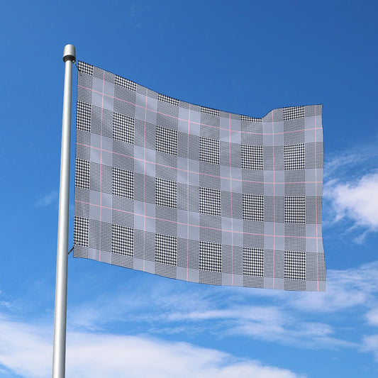 Navy Blue Prince of Wales Check Print Polyester Flag