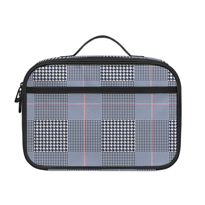 Navy Blue Prince of Wales Check Print Portable Lunch Bag