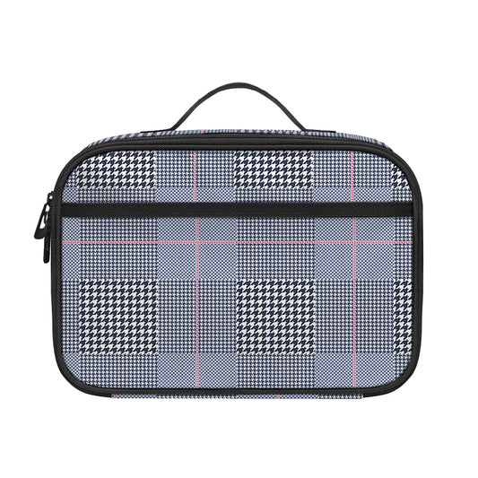 Navy Blue Prince of Wales Check Print Portable Lunch Bag