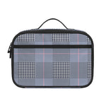 Navy Blue Prince of Wales Check Print Portable Lunch Bag