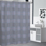 Navy Blue Prince of Wales Check Print Premium Shower Curtain