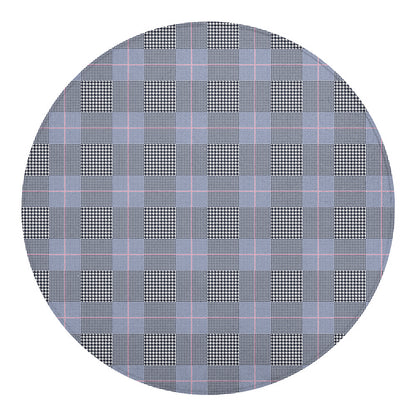 Navy Blue Prince of Wales Check Print Round Blanket