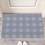 Navy Blue Prince of Wales Check Print Rubber Doormat
