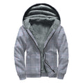 Navy Blue Prince of Wales Check Print Sherpa Lined Zip Up Hoodie