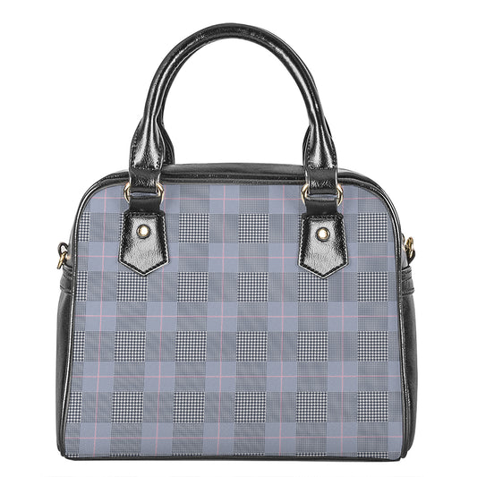 Navy Blue Prince of Wales Check Print Shoulder Handbag