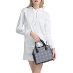 Navy Blue Prince of Wales Check Print Shoulder Handbag