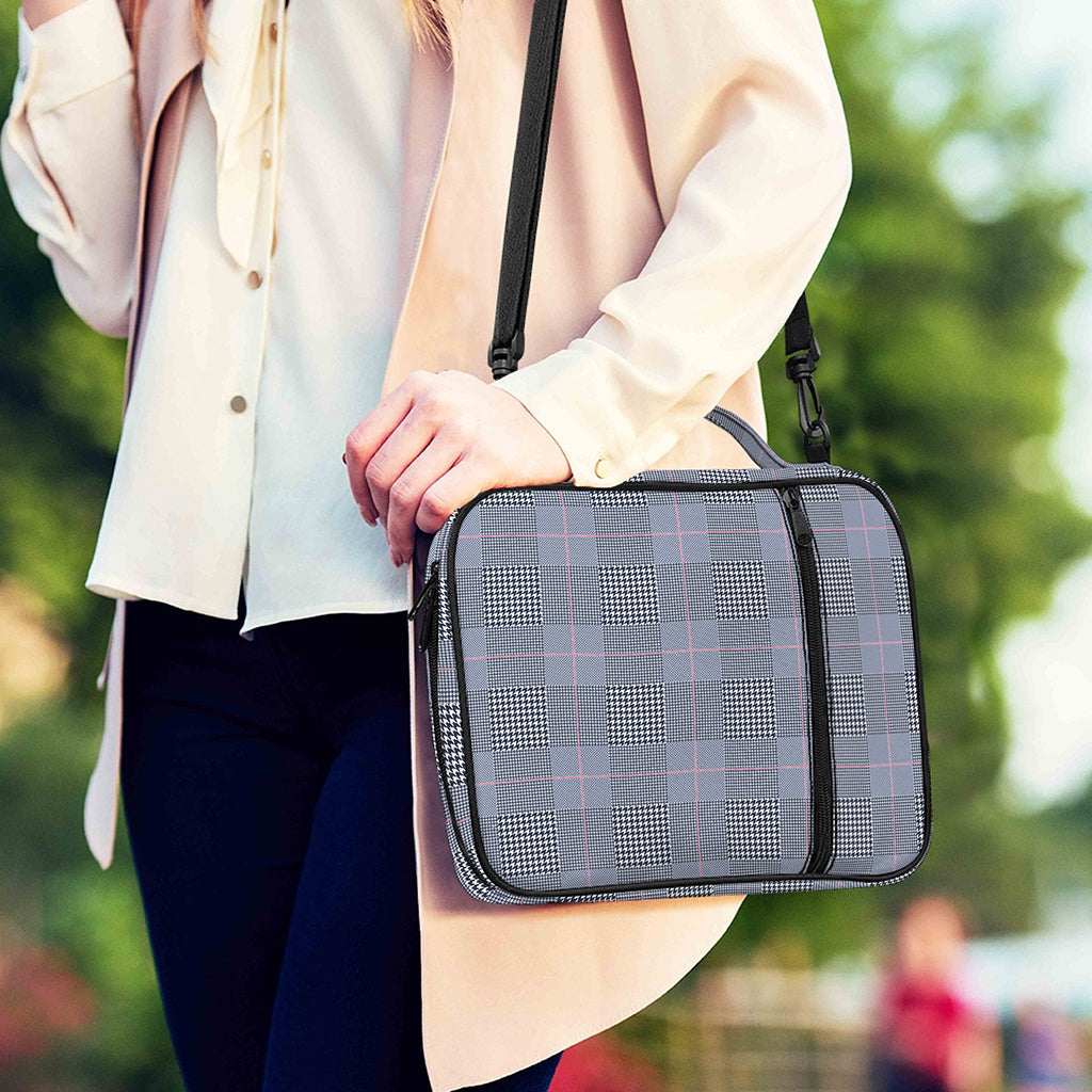 Navy Blue Prince of Wales Check Print Shoulder Strap Bible Bag