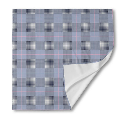 Navy Blue Prince of Wales Check Print Silk Bandana