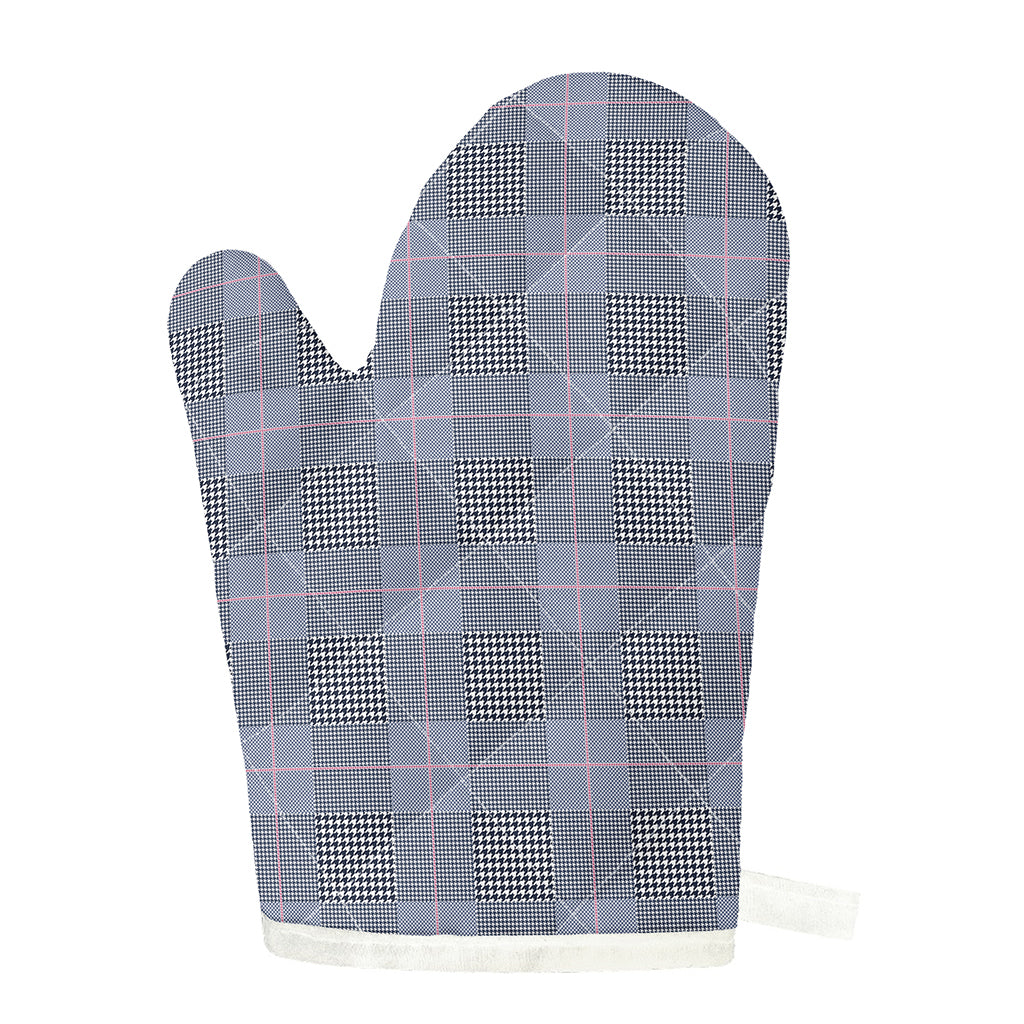 Navy Blue Prince of Wales Check Print Single Oven Mitt