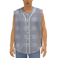 Navy Blue Prince of Wales Check Print Sleeveless Baseball Jersey