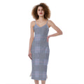 Navy Blue Prince of Wales Check Print Slim Fit Midi Cami Dress