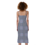 Navy Blue Prince of Wales Check Print Slim Fit Midi Cami Dress