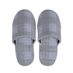 Navy Blue Prince of Wales Check Print Slippers