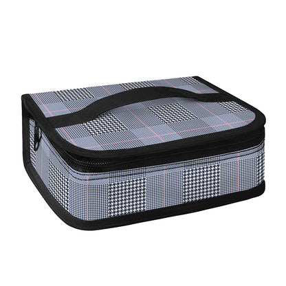 Navy Blue Prince of Wales Check Print Small Lunch Bag
