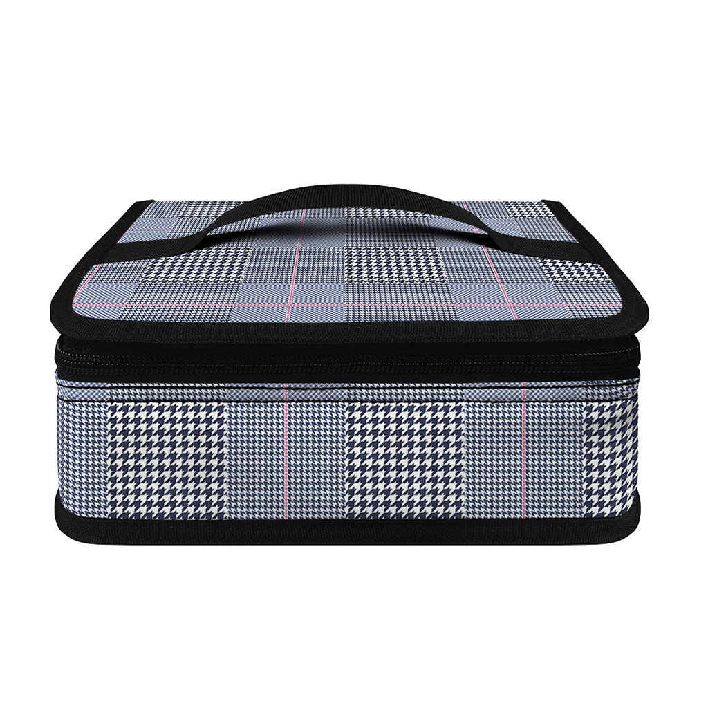 Navy Blue Prince of Wales Check Print Small Lunch Bag