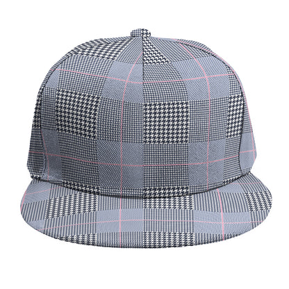 Navy Blue Prince of Wales Check Print Snapback Cap