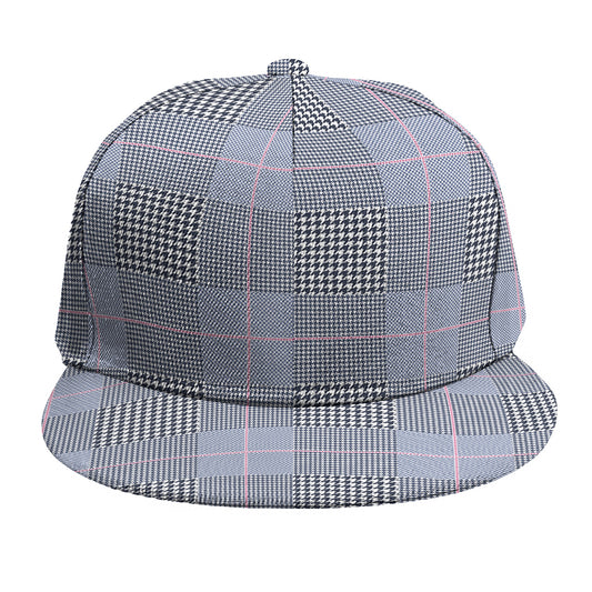 Navy Blue Prince of Wales Check Print Snapback Cap