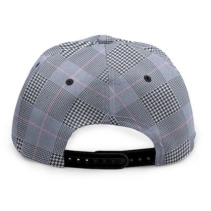 Navy Blue Prince of Wales Check Print Snapback Cap
