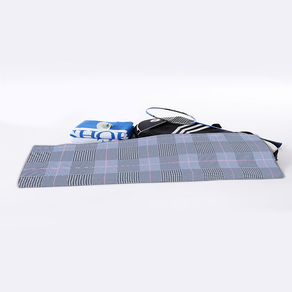 Navy Blue Prince of Wales Check Print Sports Towel