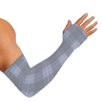 Navy Blue Prince of Wales Check Print Sun Protection Arm Sleeves
