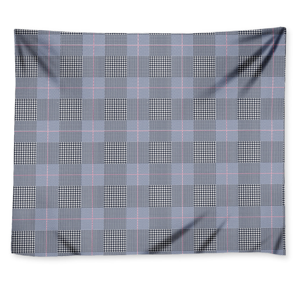 Navy Blue Prince of Wales Check Print Tapestry