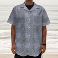Navy Blue Prince of Wales Check Print Textured Short Sleeve Shirt