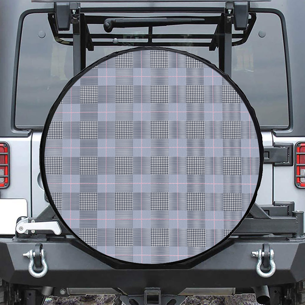 Navy Blue Prince of Wales Check Print Tire Cover