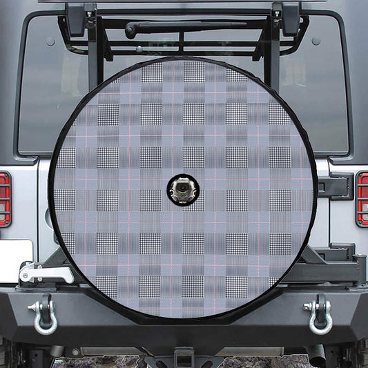 Navy Blue Prince of Wales Check Print Tire Cover With Camera Hole