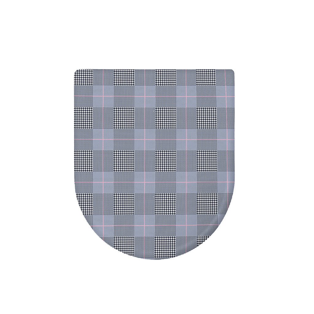 Navy Blue Prince of Wales Check Print Toilet Lid Cover