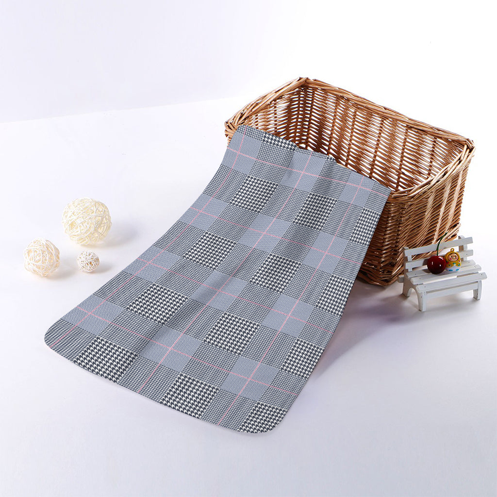 Navy Blue Prince of Wales Check Print Towel