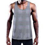 Navy Blue Prince of Wales Check Print Training Tank Top