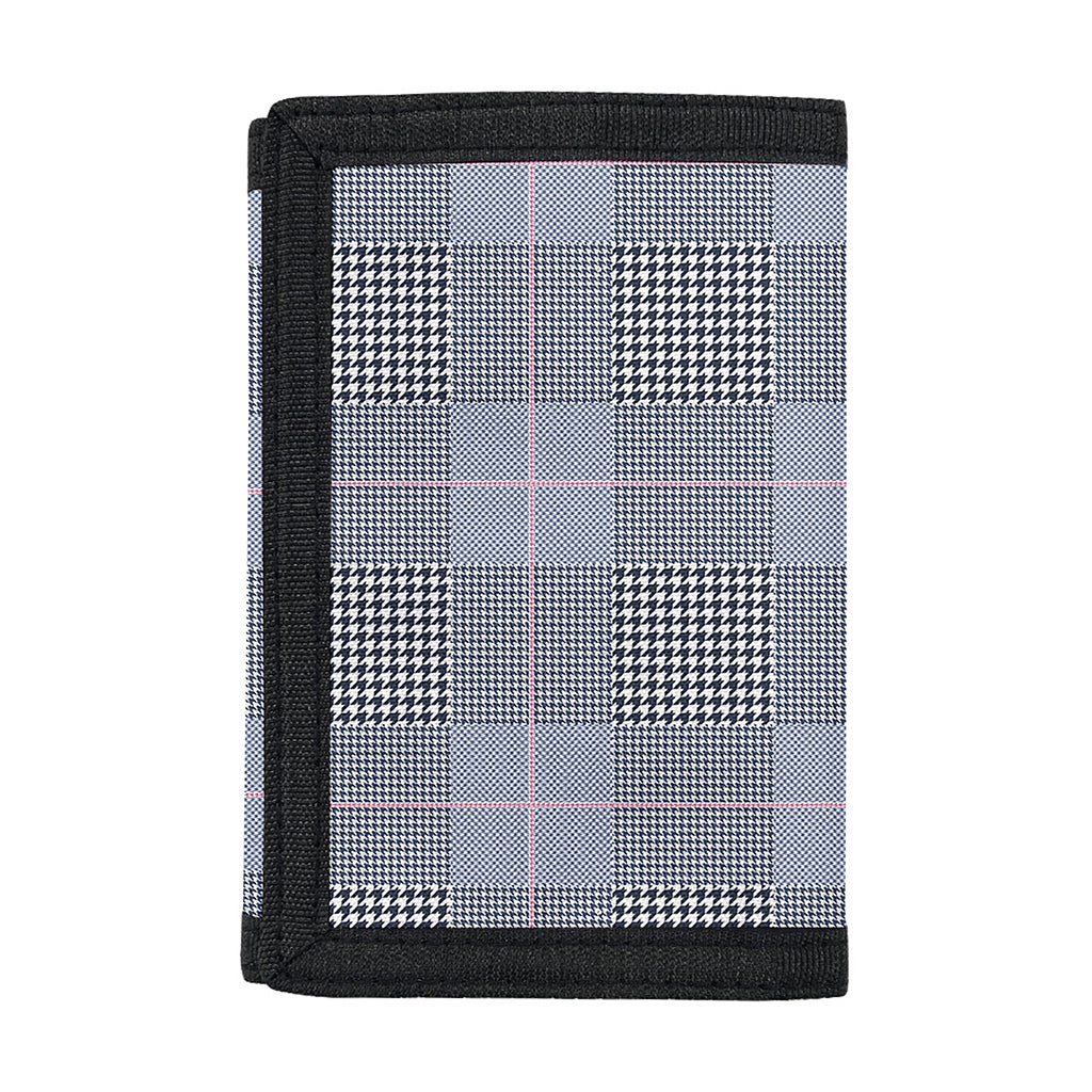 Navy Blue Prince of Wales Check Print Trifold Wallet