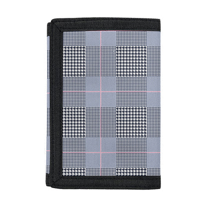 Navy Blue Prince of Wales Check Print Trifold Wallet