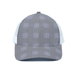 Navy Blue Prince of Wales Check Print White Mesh Trucker Cap