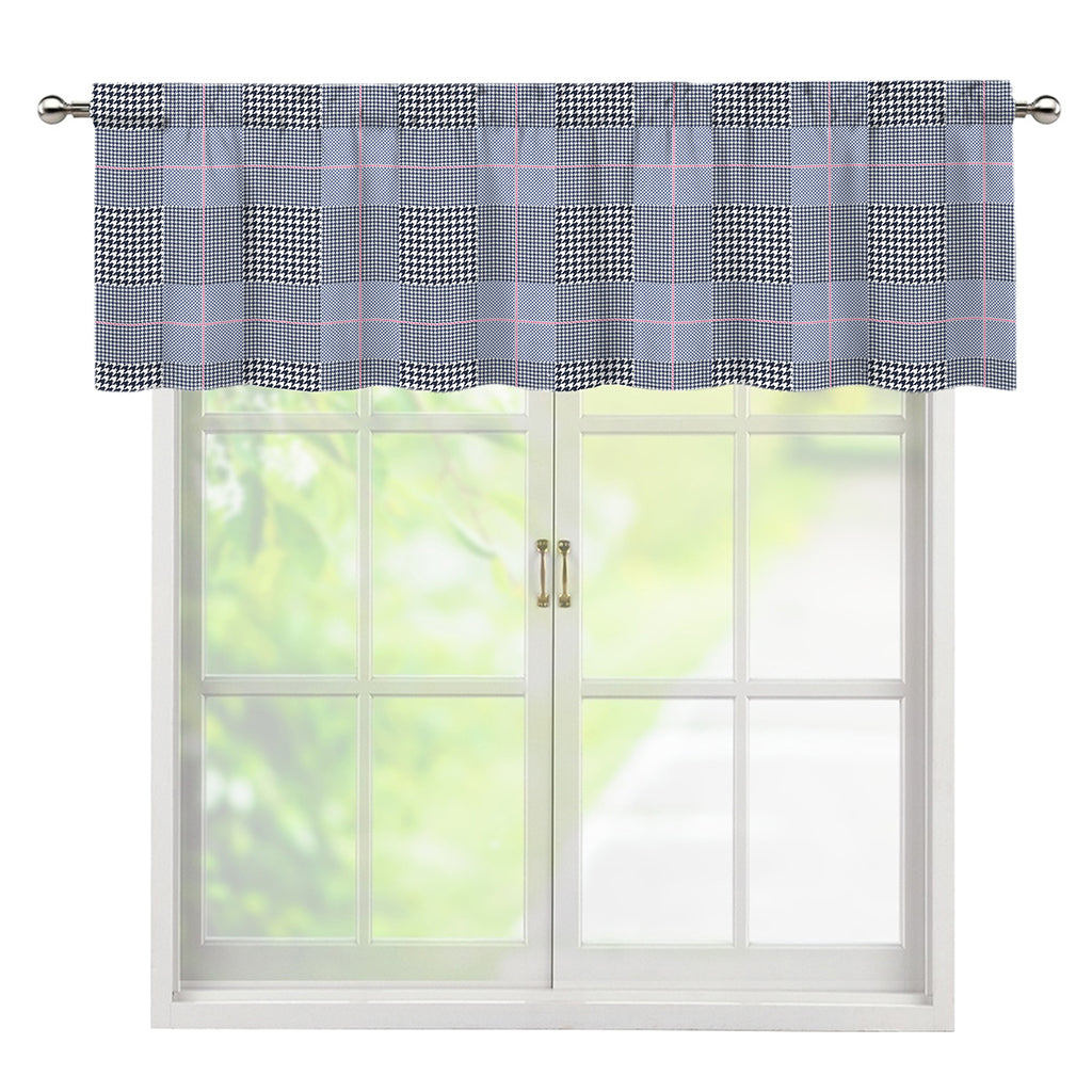 Navy Blue Prince of Wales Check Print Window Valance