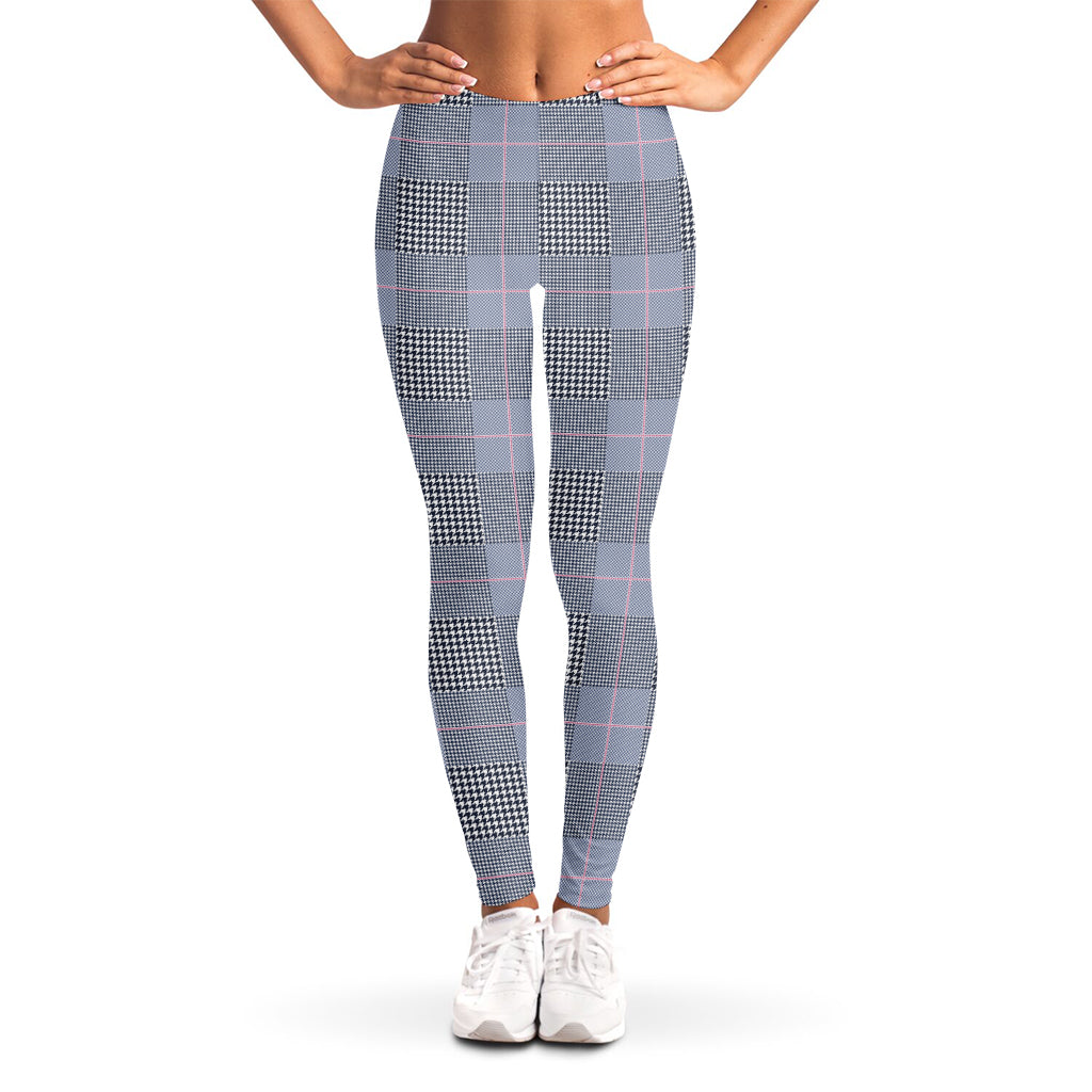 Navy Blue Prince of Wales Check Print Women's Leggings