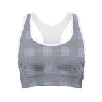 Navy Blue Prince of Wales Check Print Women's Sports Bra