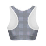 Navy Blue Prince of Wales Check Print Women's Sports Bra
