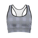 Navy Blue Prince of Wales Check Print Women's Sports Bra