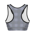 Navy Blue Prince of Wales Check Print Women's Sports Bra