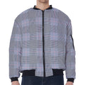 Navy Blue Prince of Wales Check Print Zip Sleeve Bomber Jacket