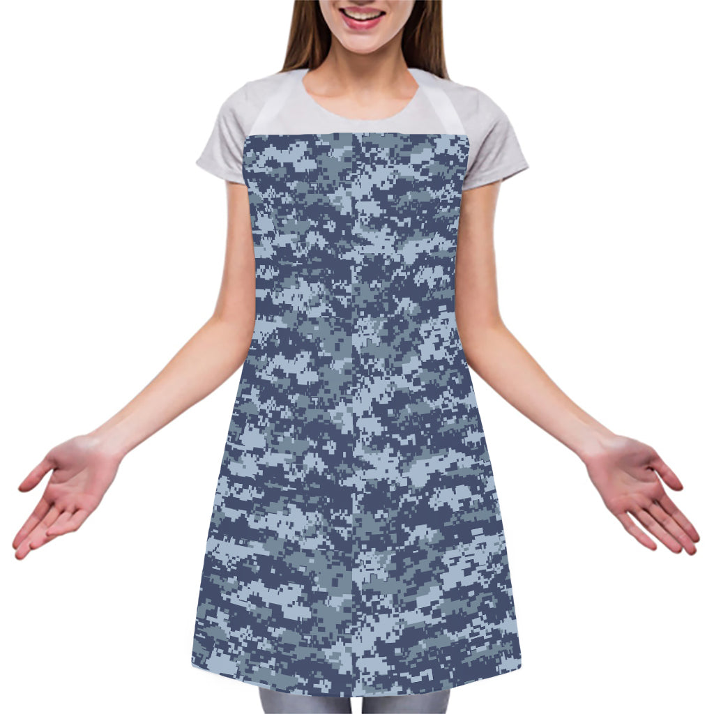 Navy Digital Camo Pattern Print Adjustable Apron