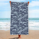 Navy Digital Camo Pattern Print Beach Towel