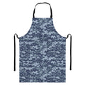 Navy Digital Camo Pattern Print Bib Apron With Pocket