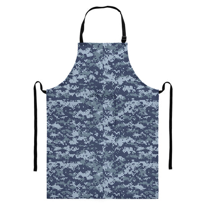 Navy Digital Camo Pattern Print Bib Apron With Pocket