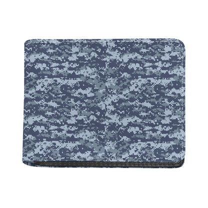 Navy Digital Camo Pattern Print Bifold Wallet