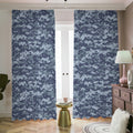 Navy Digital Camo Pattern Print Dimout Pencil Pleat Curtains