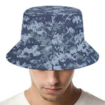 Navy Digital Camo Pattern Print Bucket Hat