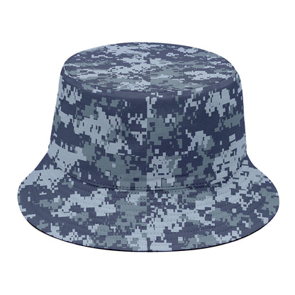 Navy Digital Camo Pattern Print Bucket Hat
